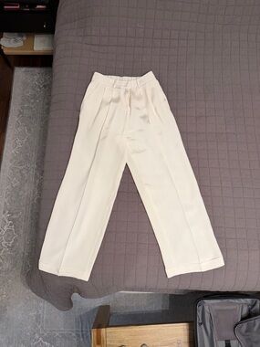 LILYSILK 100% Mulberry Silk, Ivory, High-Rise Trousers